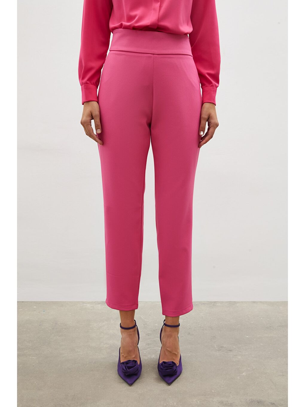 Korsaj Detaylı Pantolon - Pembe-5
