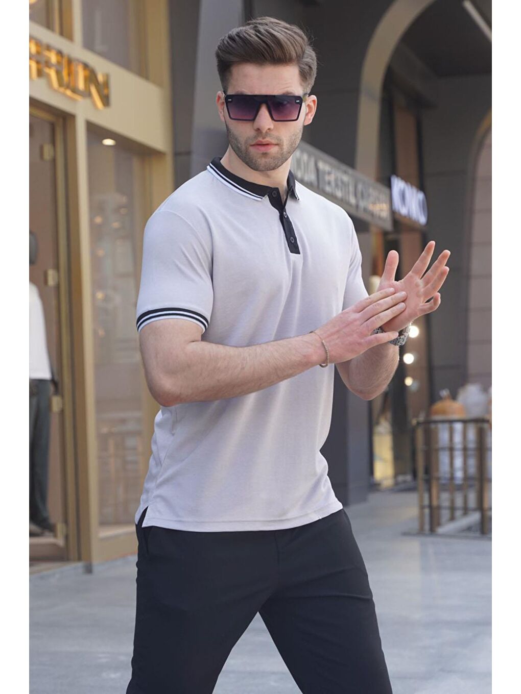 Gri Basic Erkek Polo Yaka Tişört