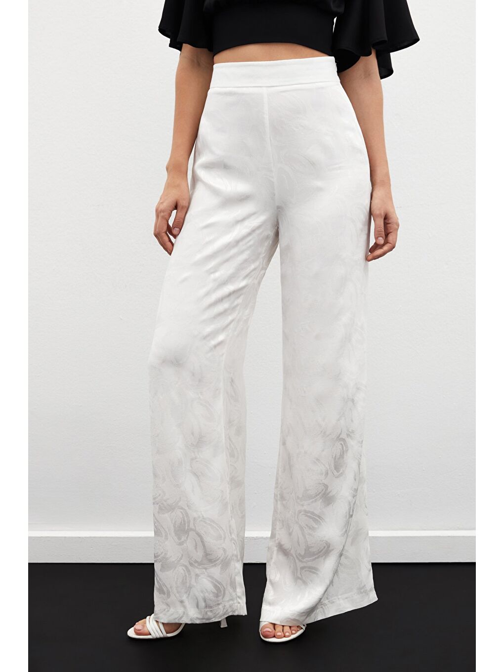 Jakarlı Salaş Pantolon - Ekru-5