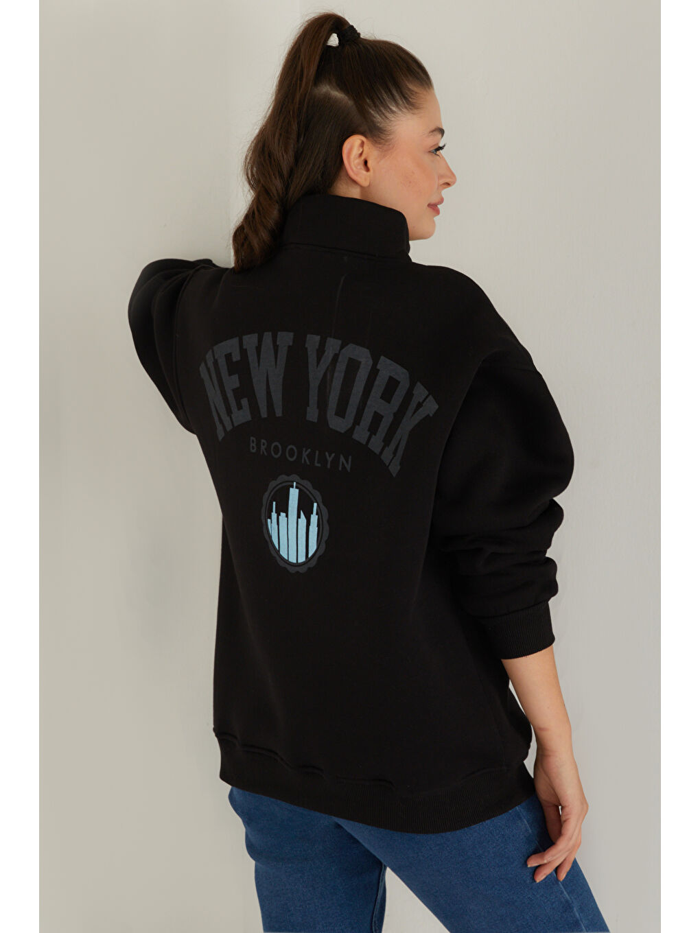 Baskılı Sweatshirt Siyah - 26518-5