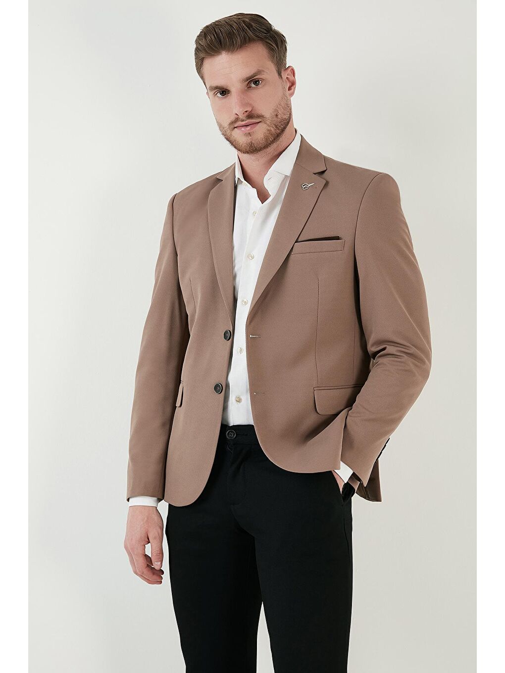 Bej Slim Fit 6 Drop Çift Yırtmaçlı Blazer Ceket BASELNA-2