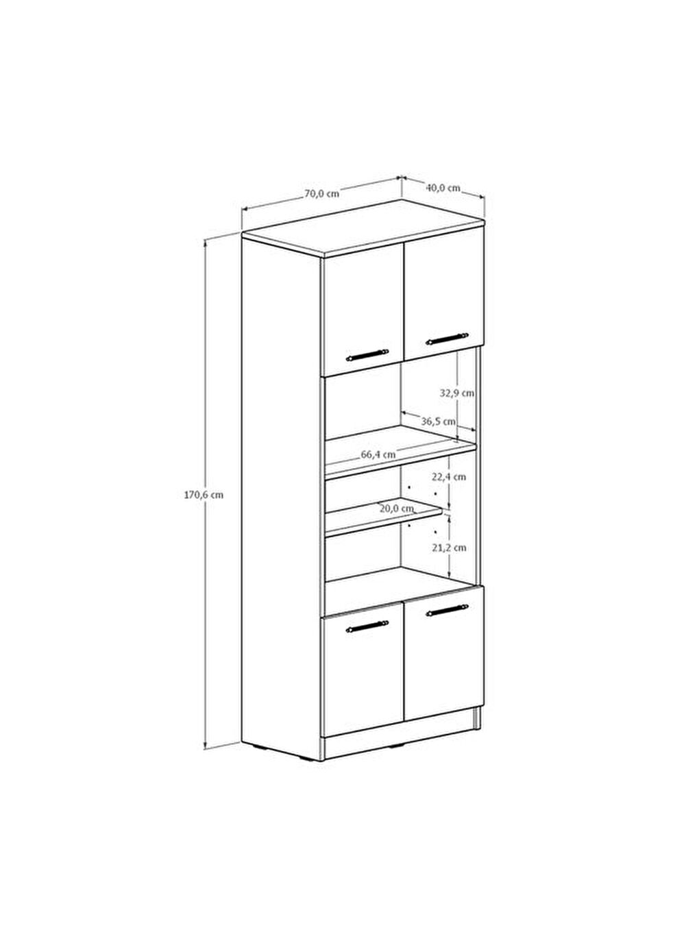 4 Kapaklı Fırın Bölmeli Kiler Dolabı - Beyaz / Safir Meşe-1