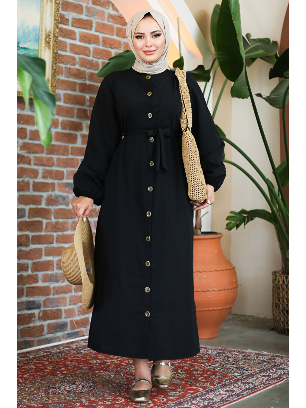 Bisiklet Yaka Kadın Siyah Elbise - 13206-1