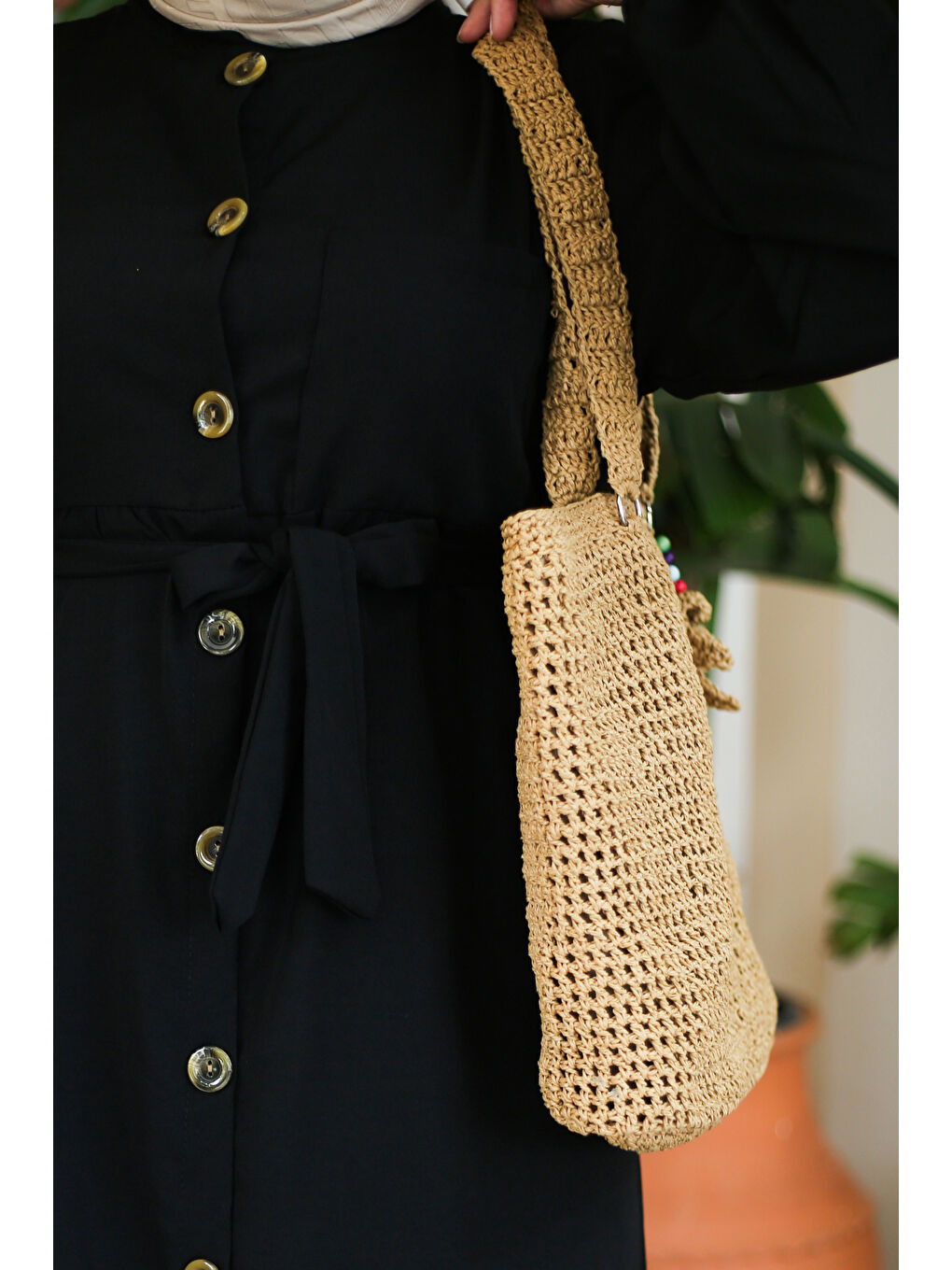 Bisiklet Yaka Kadın Siyah Elbise - 13206-4