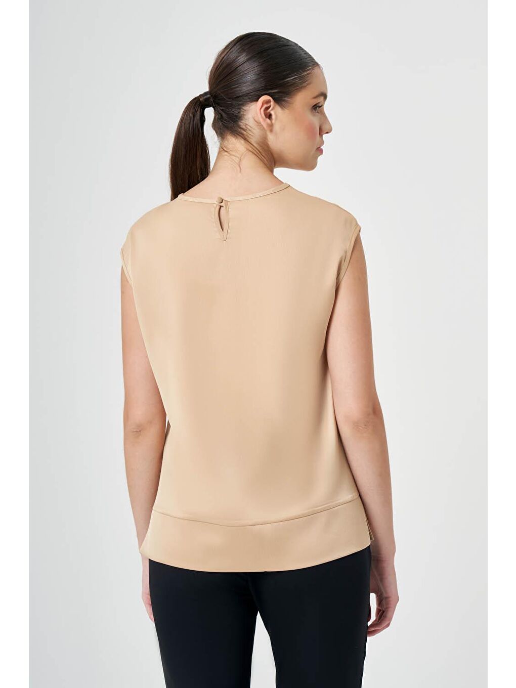 Basic Kolsuz Klasik Bej Bluz-3