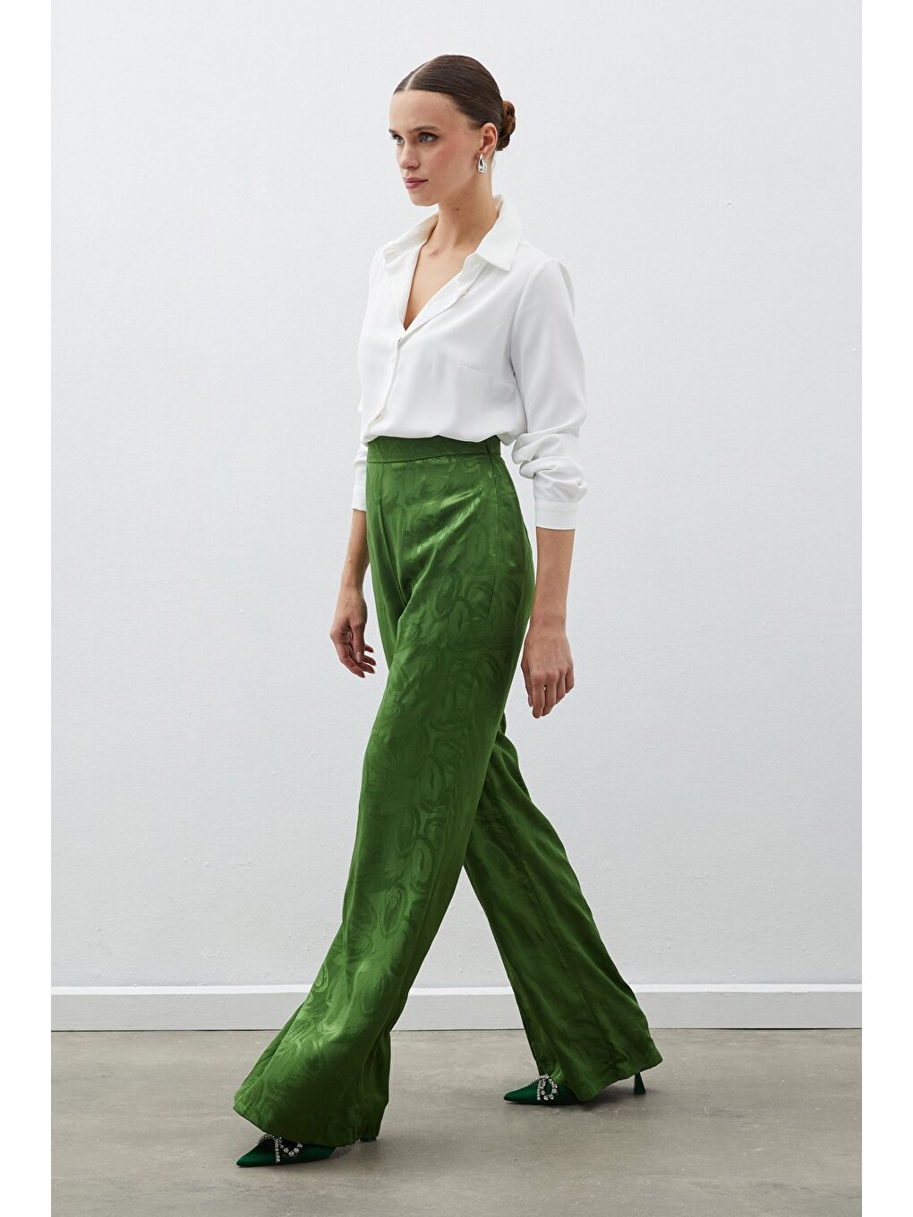 Jakarlı Salaş Pantolon - Yeşil-1