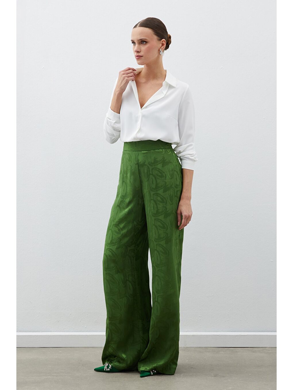 Jakarlı Salaş Pantolon - Yeşil-2