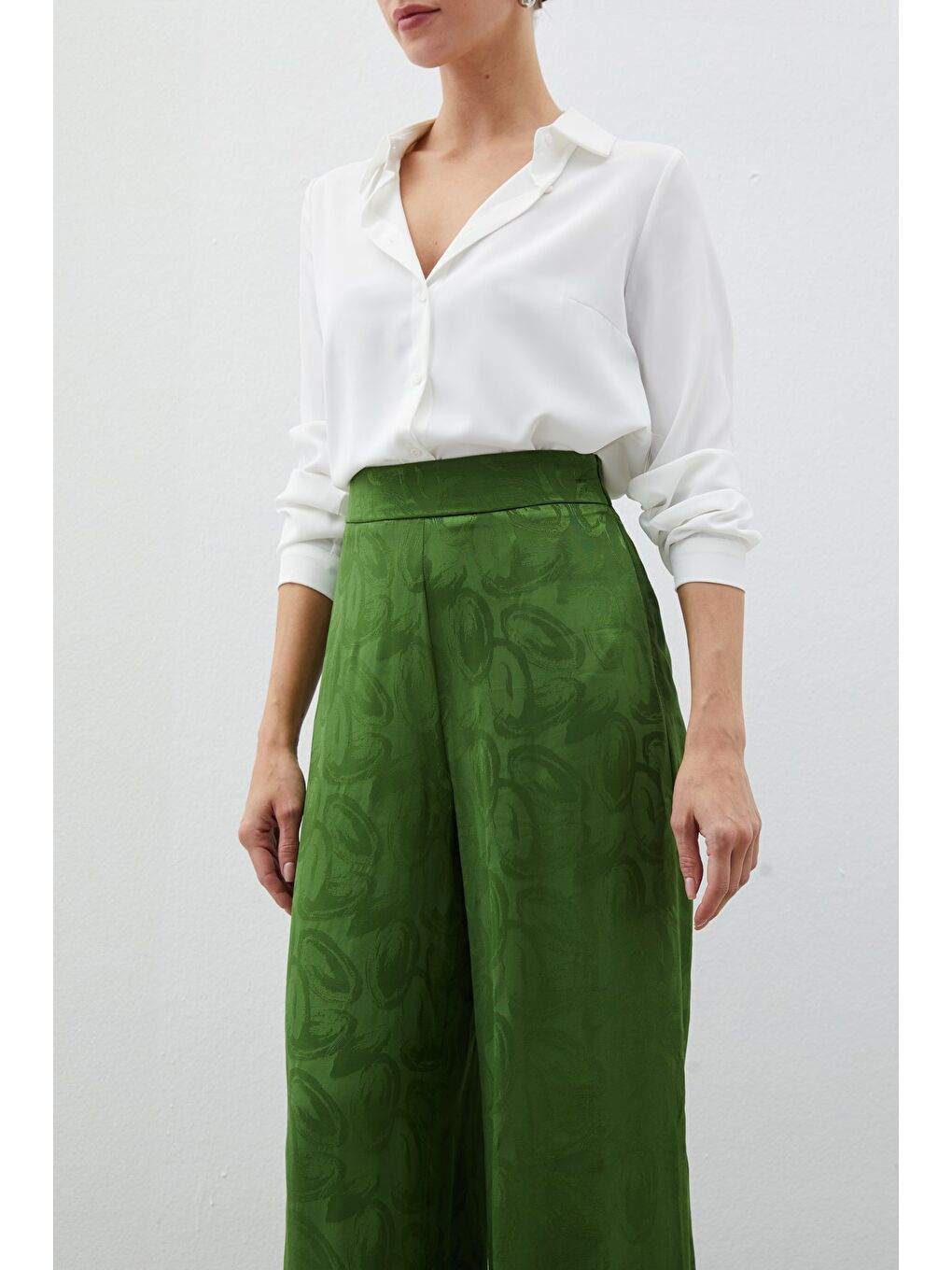 Jakarlı Salaş Pantolon - Yeşil-3