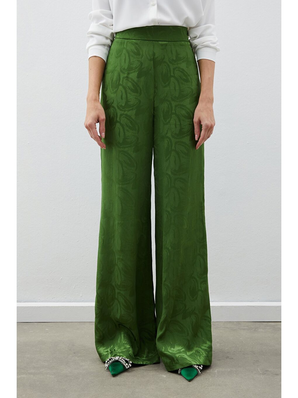 Jakarlı Salaş Pantolon - Yeşil-4