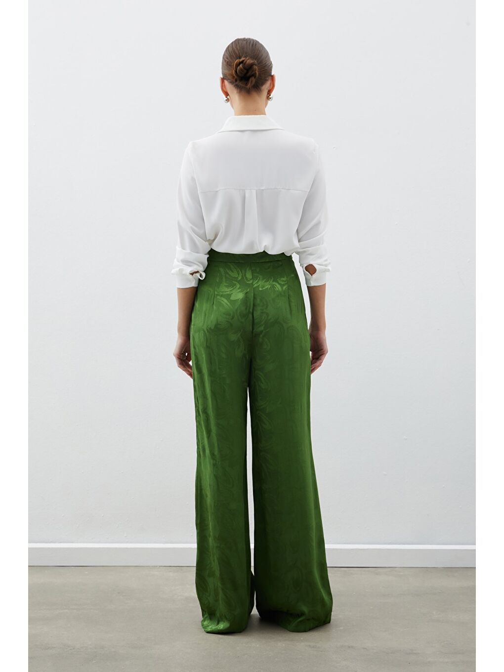 Jakarlı Salaş Pantolon - Yeşil-5