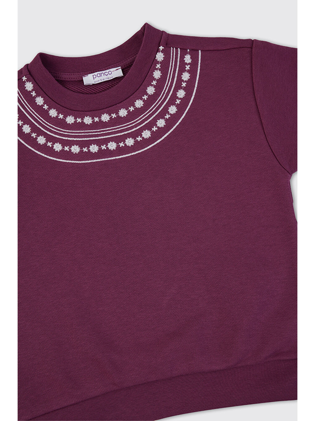 Kız Çocuk Nakışlı Mürdüm Sweatshirt-4