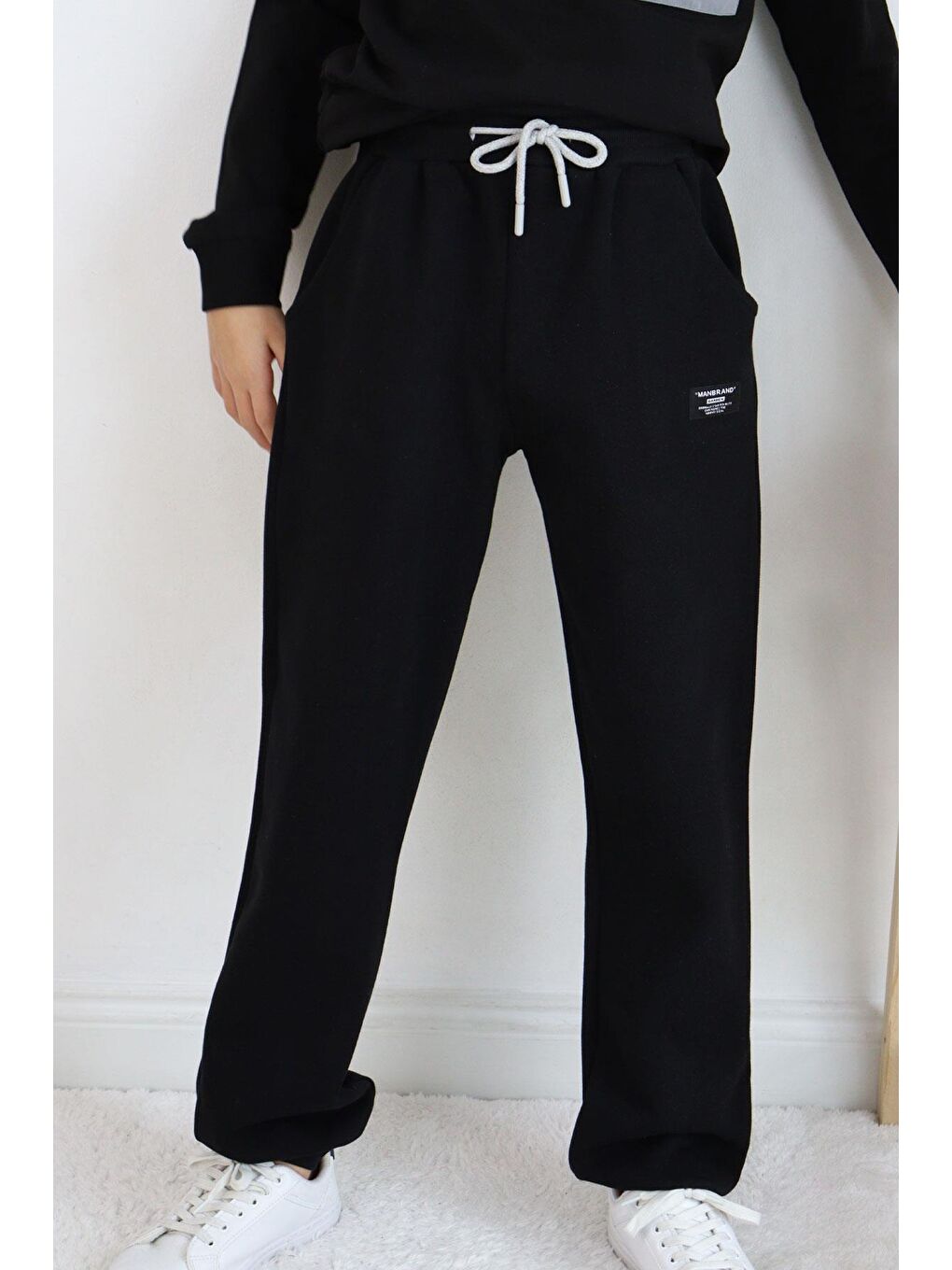 Erkek Çocuk Alt Bağcıklı Yazı Armalı Cepli Siyah (11 Yaş)-2