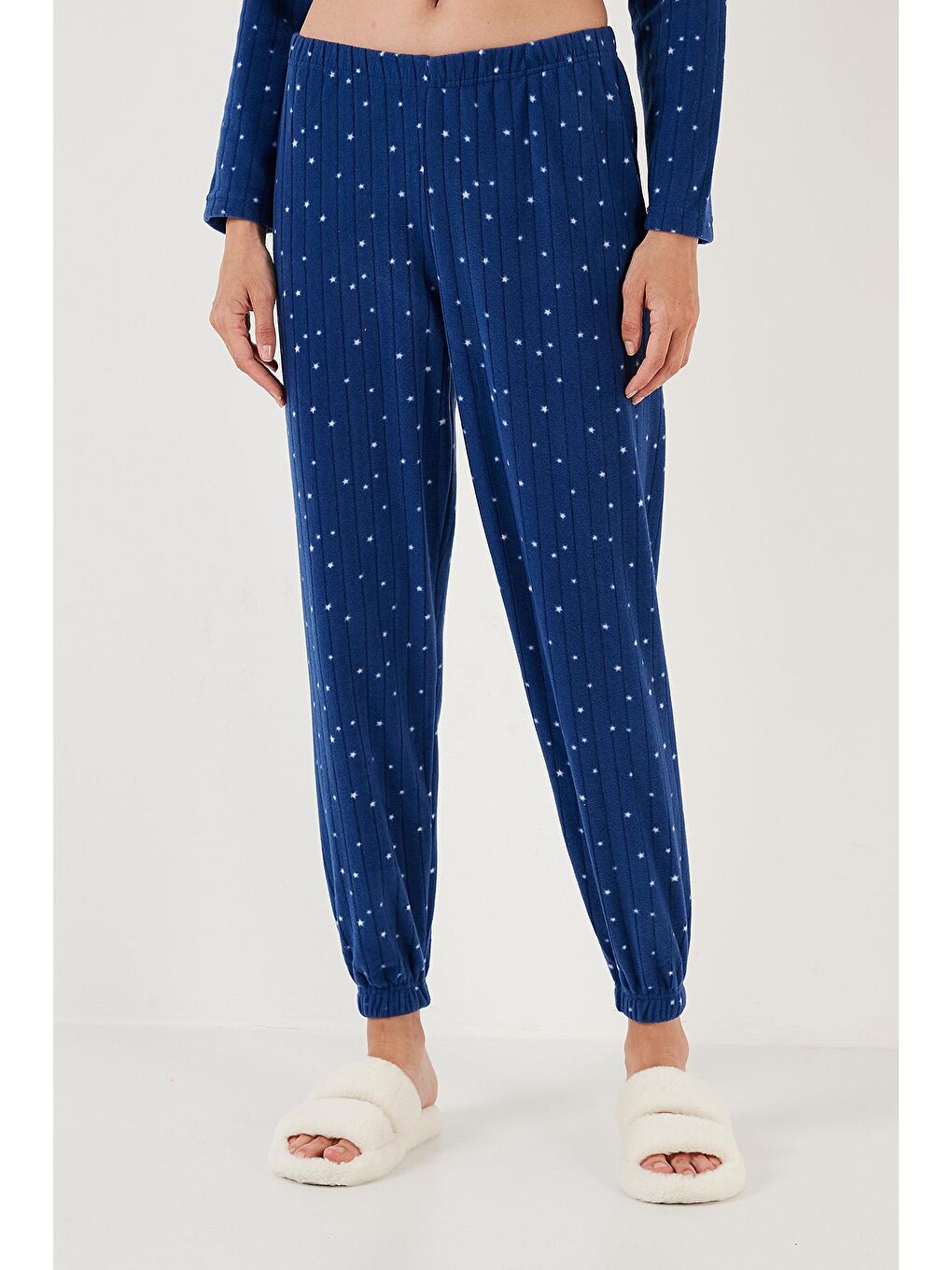 Lacivert Regular Fit Bisiklet Yaka Polar Pijama Takımı 6571006-3