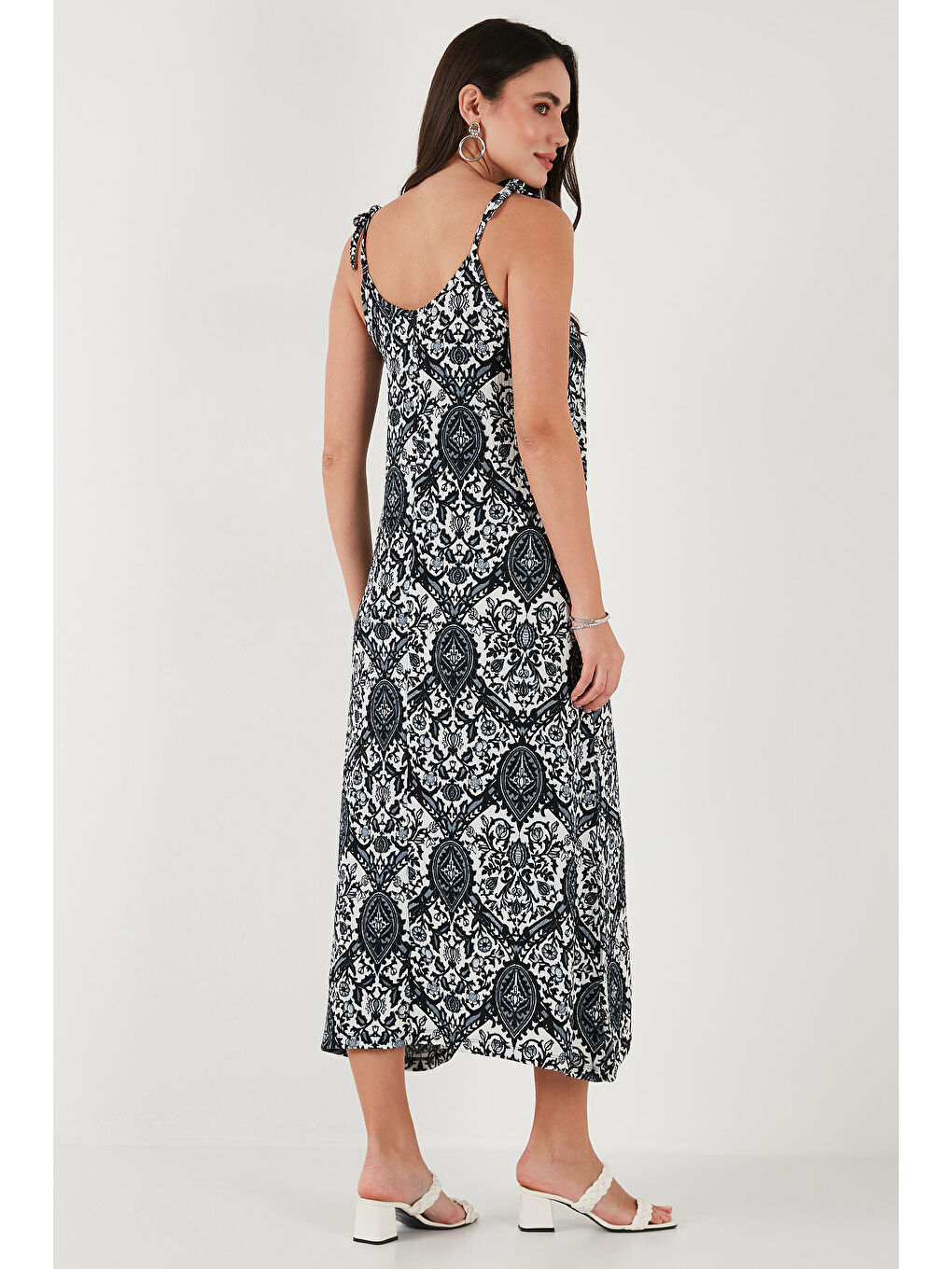 Siyah Regular Fit İp Askılı Uzun Kadın Elbise 5865732-5