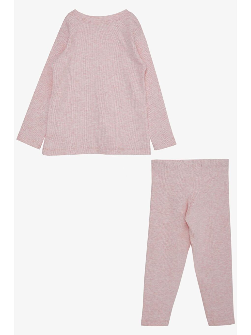 Pembe Kız Çocuk Taytlı Takım Oyuncak Ayıcık Aksesuarlı Somon Melanj (2-6 Yaş)-1