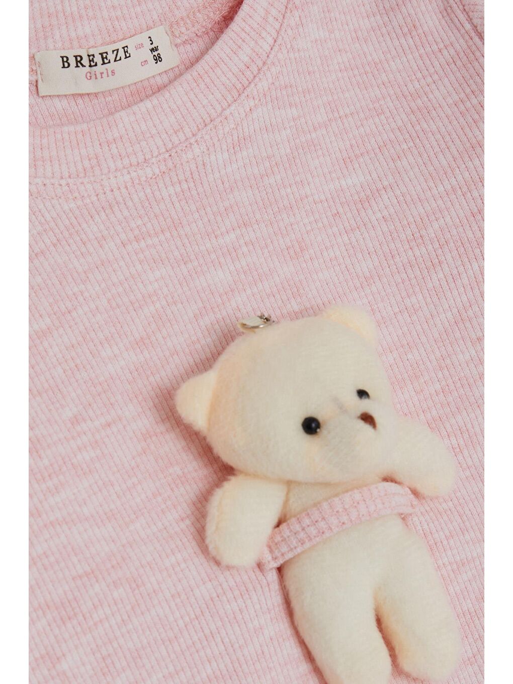 Pembe Kız Çocuk Taytlı Takım Oyuncak Ayıcık Aksesuarlı Somon Melanj (2-6 Yaş)-4