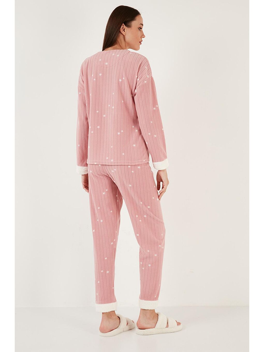 Pembe Regular Fit Bisiklet Yaka Polar Pijama Takımı 6571005-4