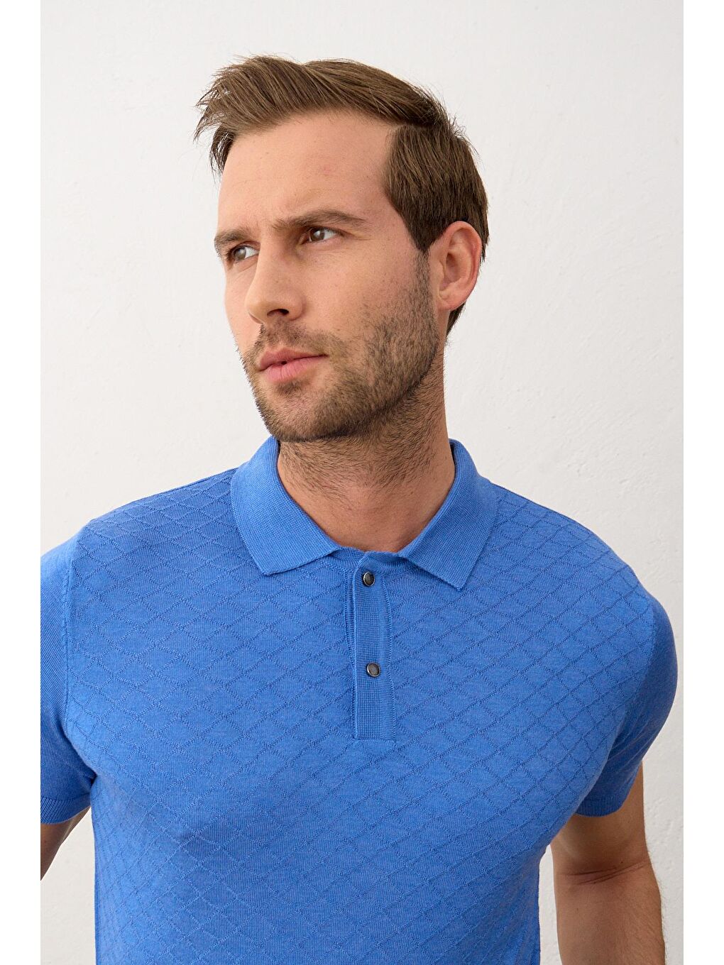 Mavi Erkek Yumuşak Dokulu Slim-Fit Polo Yaka İnce Triko Tişört Saks