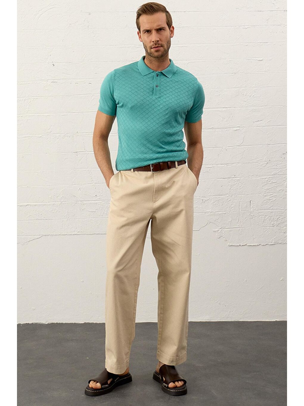 Danger Yeşil Erkek Yumuşak Dokulu Slim-Fit Polo Yaka İnce Triko Tişört Mint - 1