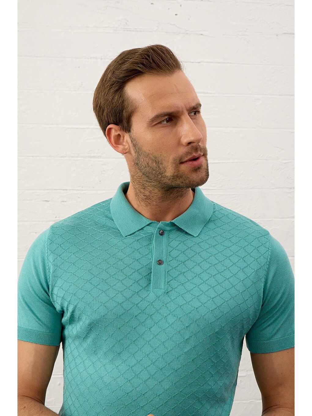 Danger Yeşil Erkek Yumuşak Dokulu Slim-Fit Polo Yaka İnce Triko Tişört Mint - 2