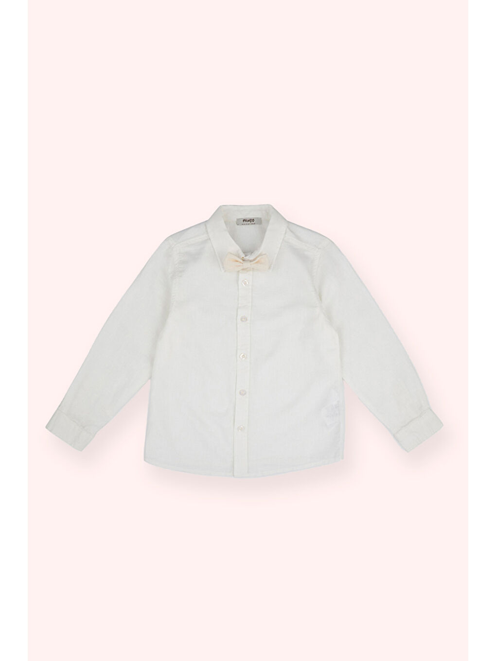 Erkek Çocuk Papyon Detaylı Ekru Gömlek