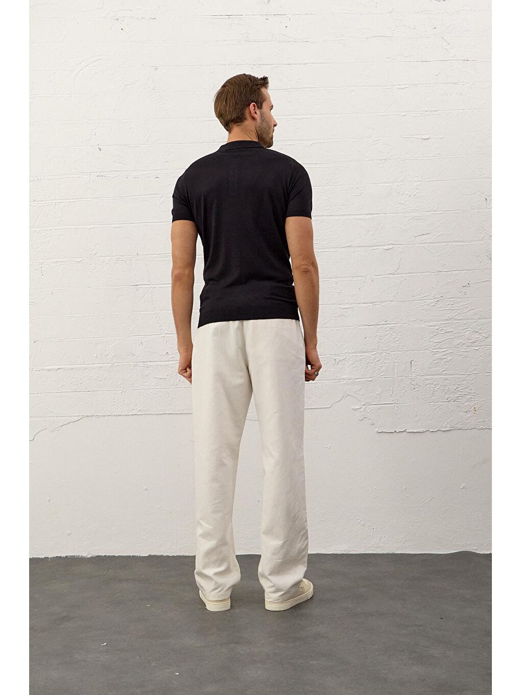 Erkek Yumuşak Dokulu Slim-Fit Kalıp Polo Yaka İnce Triko Tişört Koyu Lacivert-5