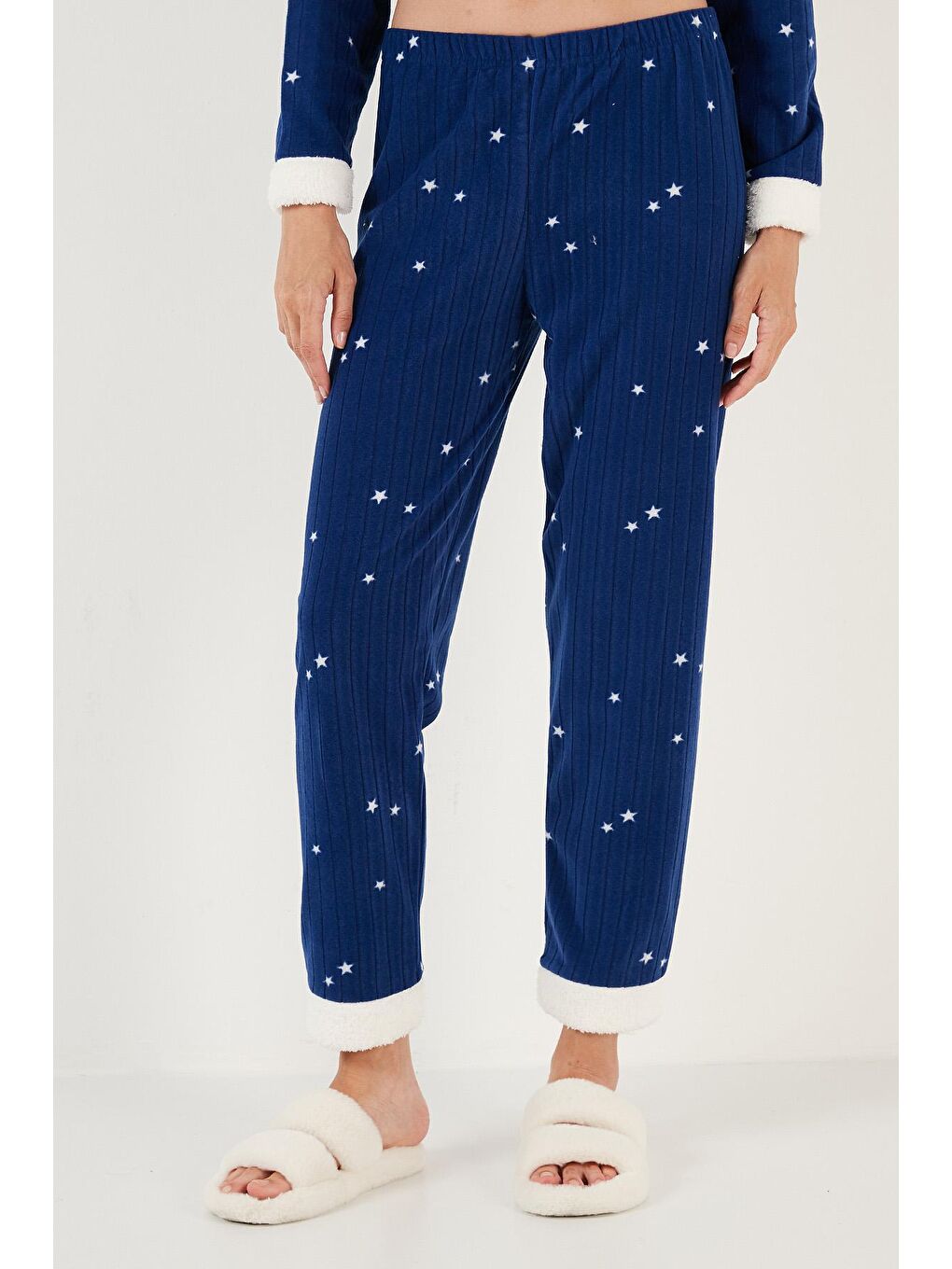 Lacivert Regular Fit Bisiklet Yaka Polar Pijama Takımı 6571005-3