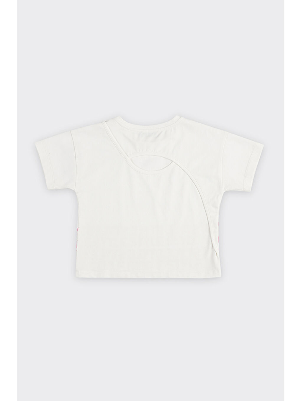 Kız Çocuk Sırtı Pencere Detaylı Beyaz Tişört-5