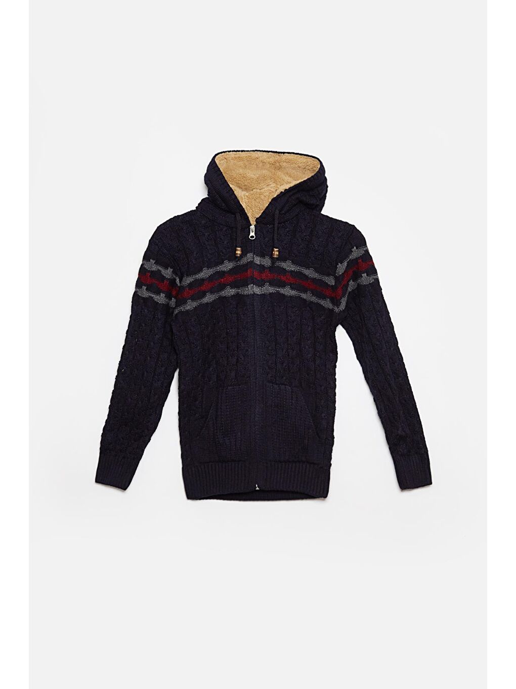 Lacivert Kürk Detaylı Triko Erkek Çocuk Hırka