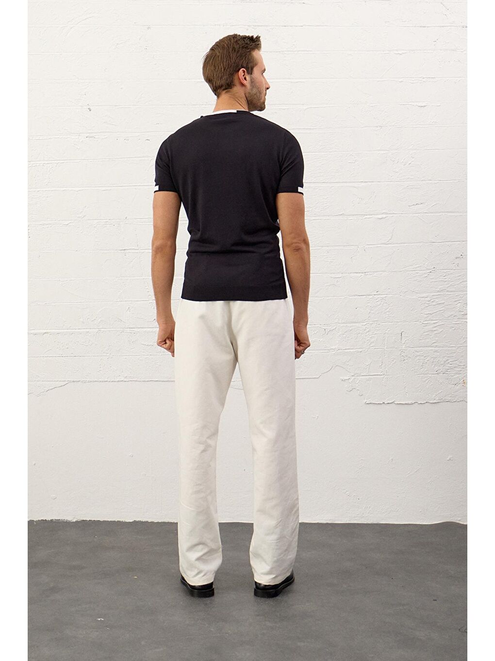 Danger Erkek Garnili Slim-Fit Yazlık Triko Tişört Lacivert - 2