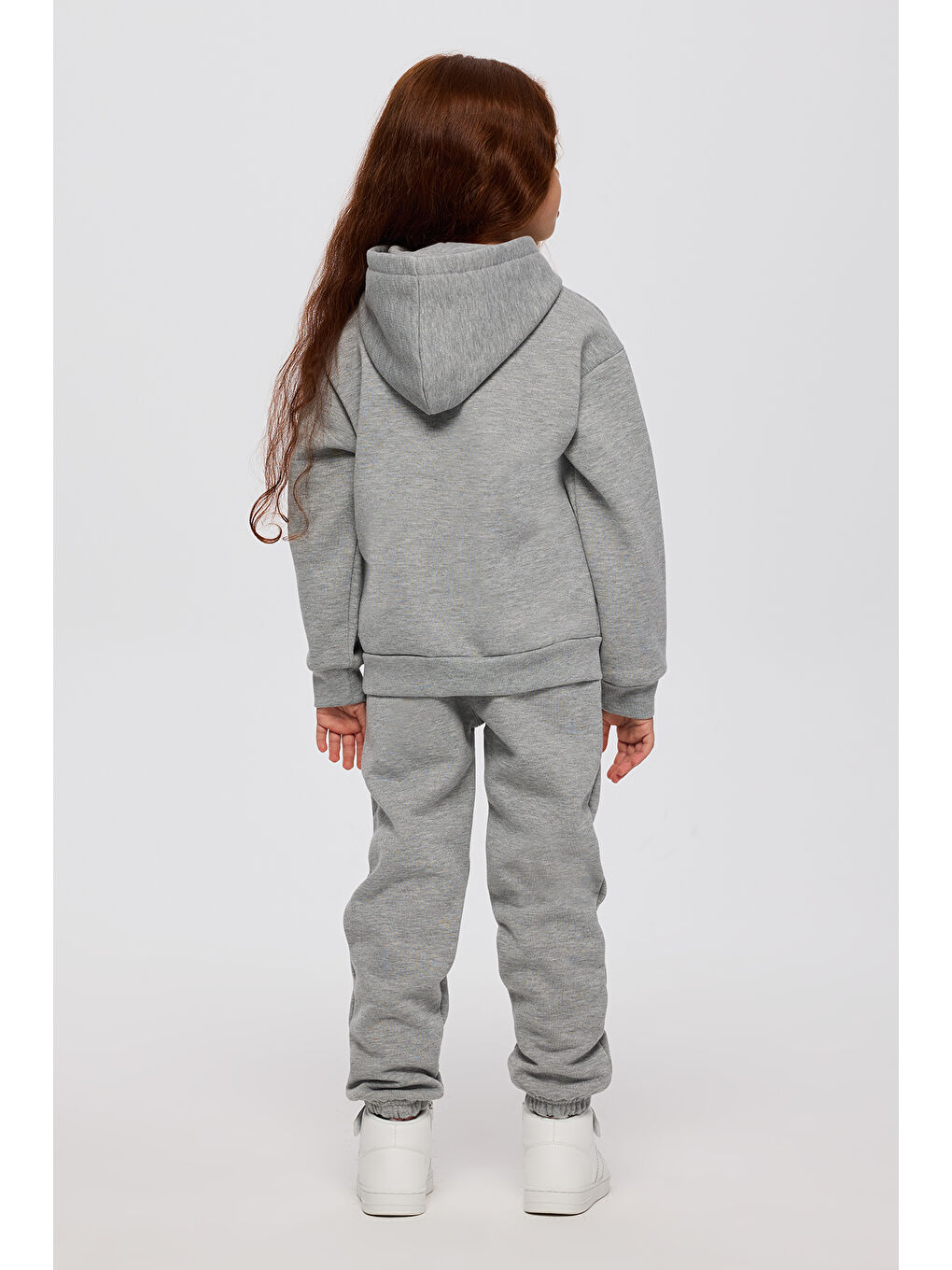 Kız Çocuk Kapüşonlu Gri Sweatshirt-1