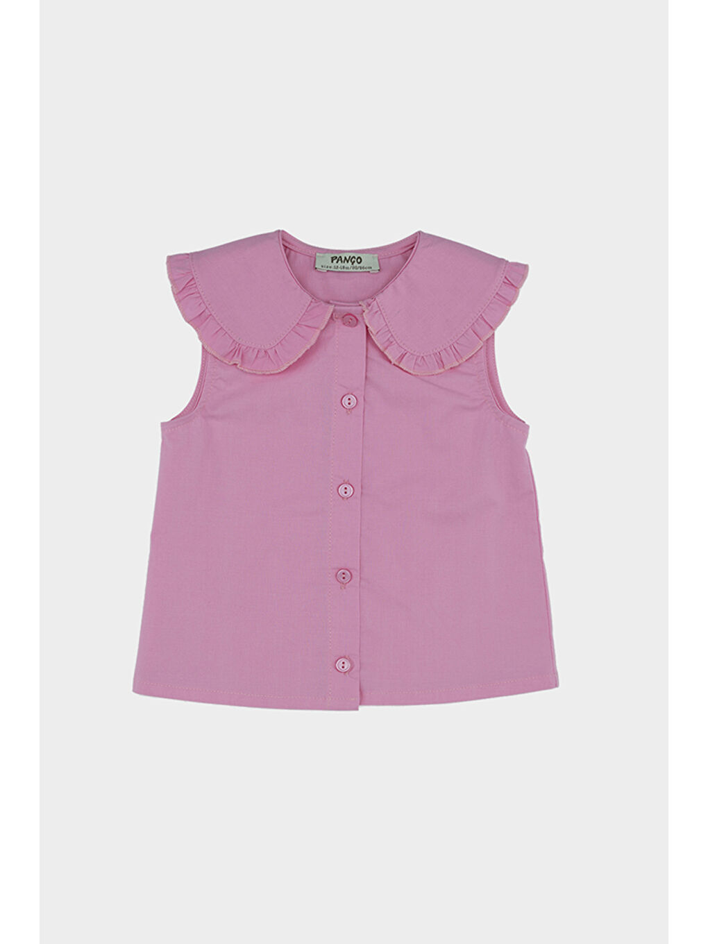 Kız Bebek Bebe Yakalı Kolsuz Pembe Gömlek