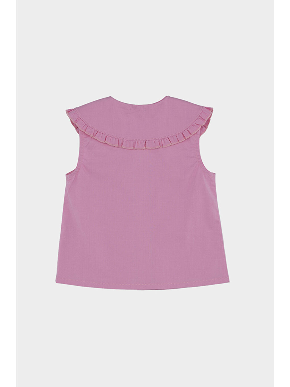 Kız Bebek Bebe Yakalı Kolsuz Pembe Gömlek-1