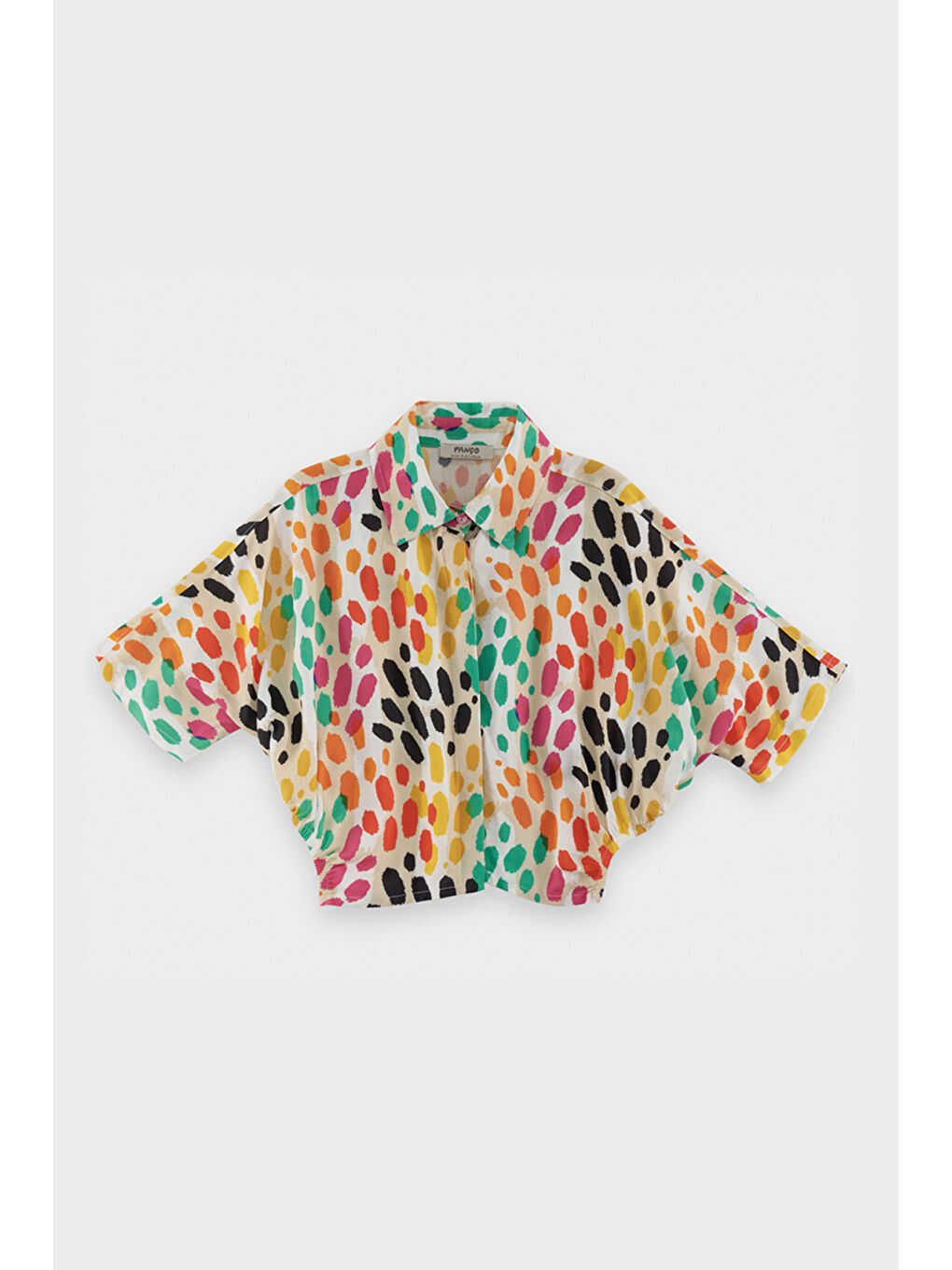 Kız Çocuk Renkli Leopar Desenli Bej Gömlek-3