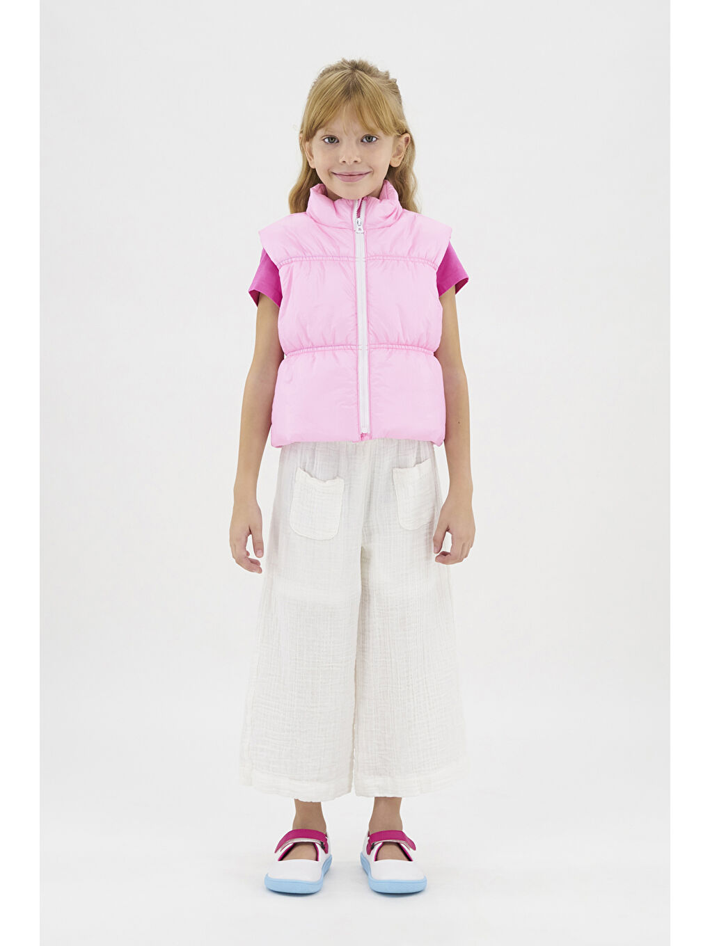 Kız Çocuk Pembe Şişme Micro Yelek