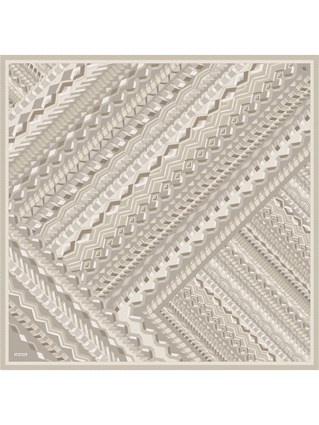 Bej Saf İpek Twill Eşarp 9542D 86-5