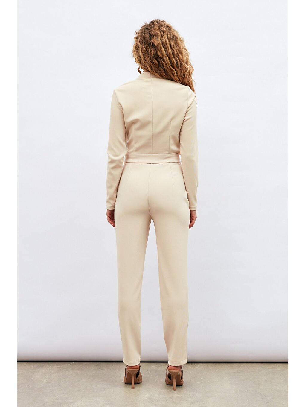 Düğme Detaylı Pantolon - Bej-3