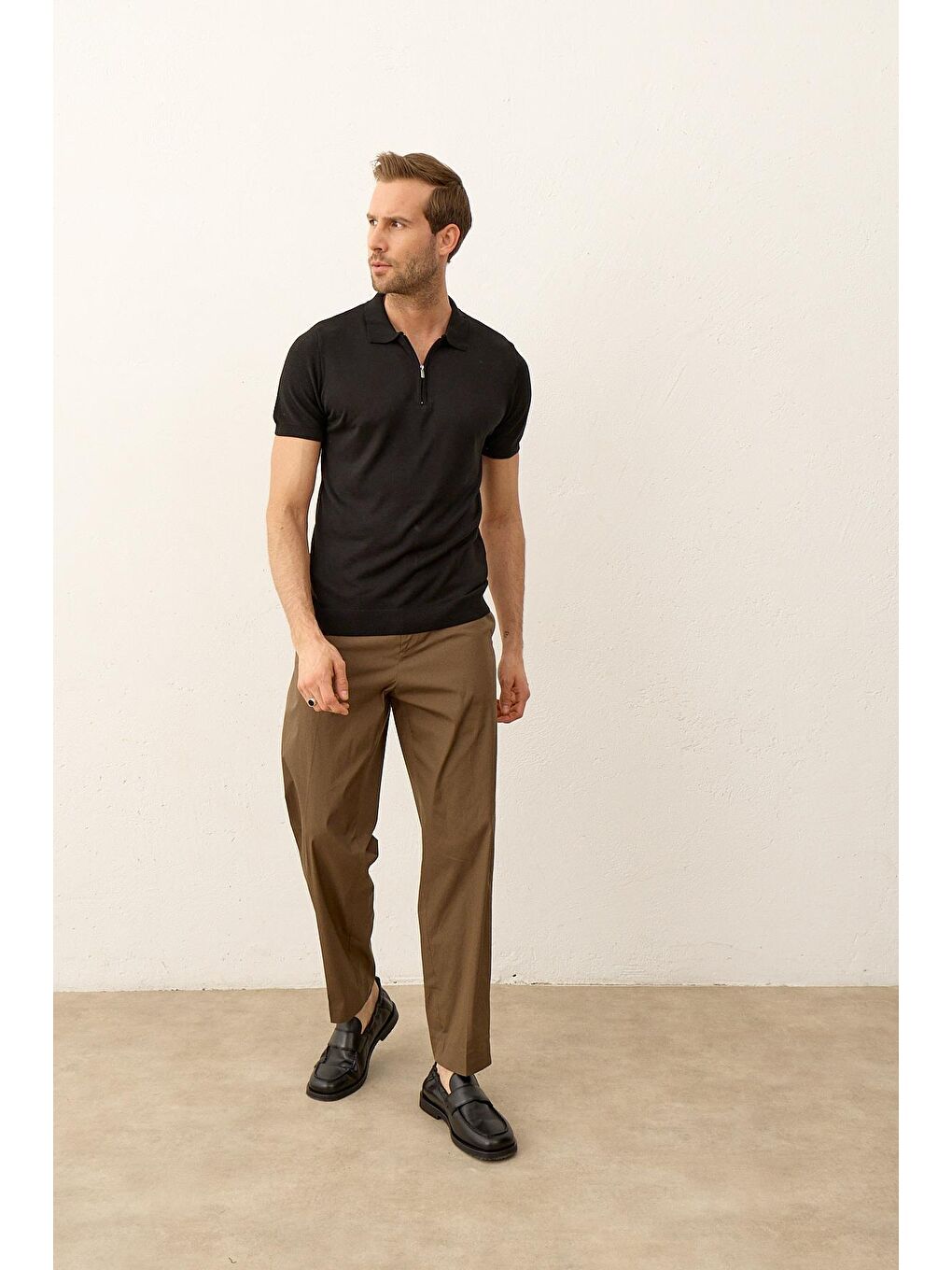 Danger Erkek Basic Slim-Fit Polo Yaka Yazlık Triko Tişört Siyah - 3