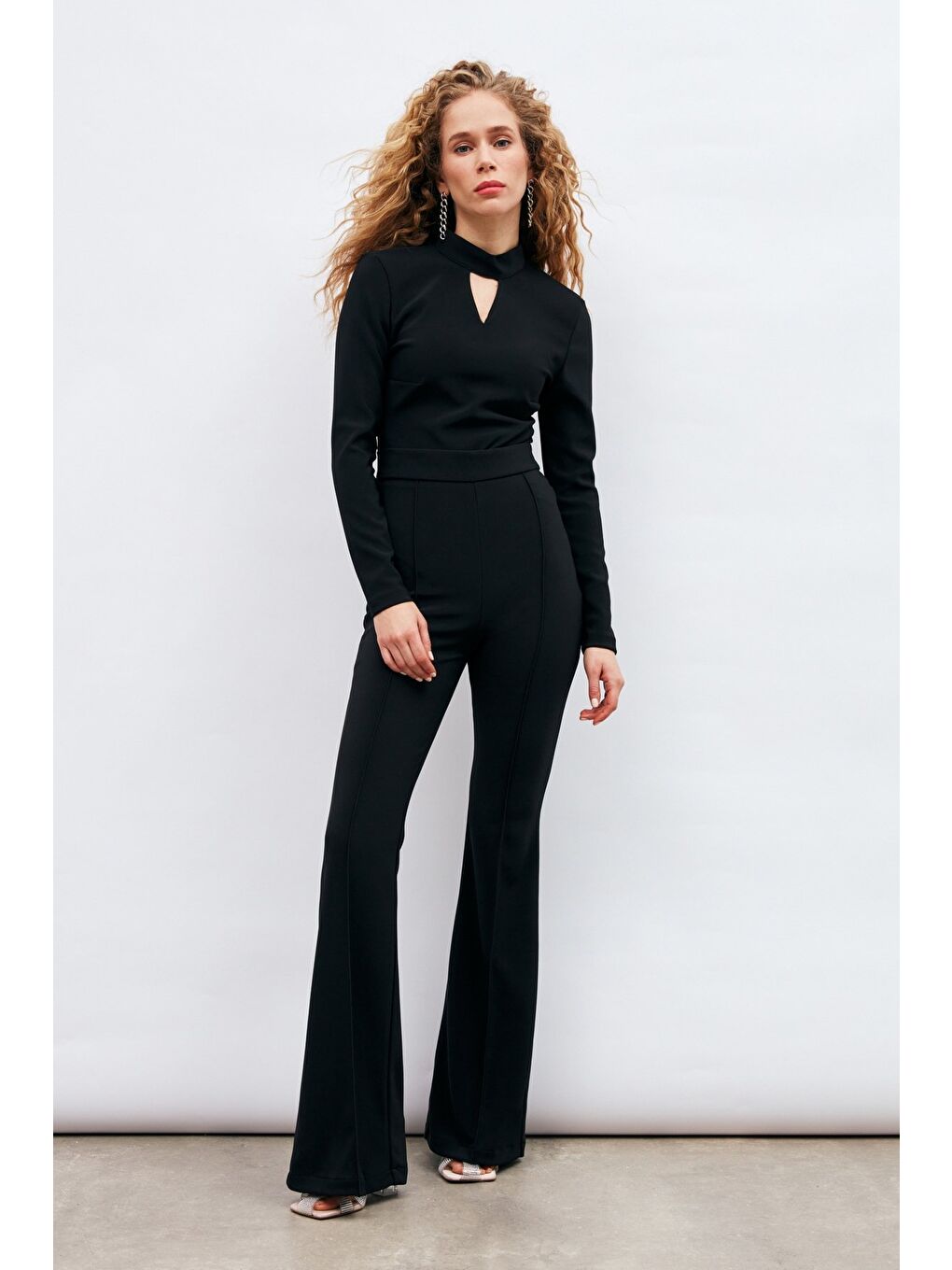 İspanyol Paça Pantolon - Siyah-2