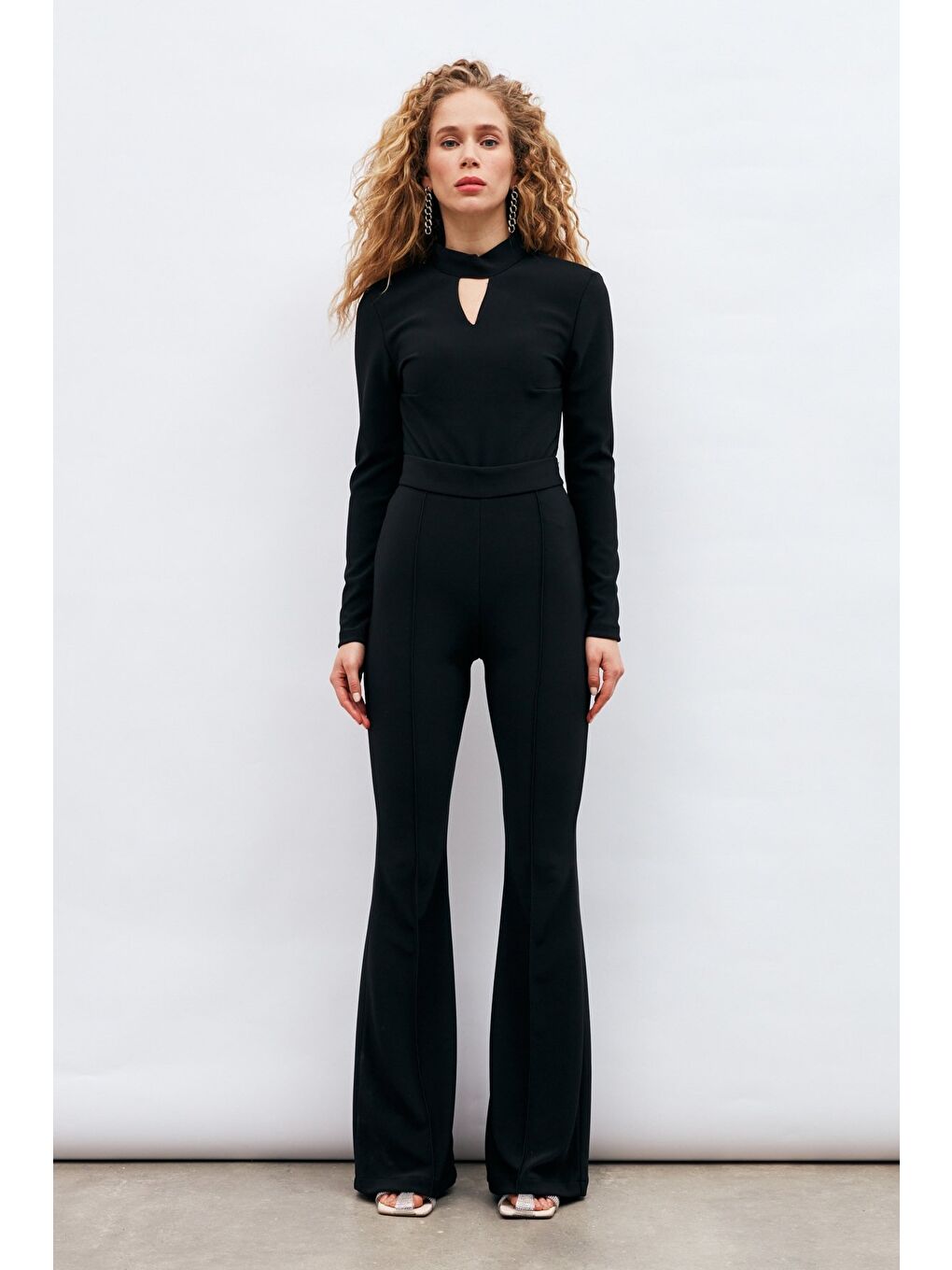 İspanyol Paça Pantolon - Siyah-3