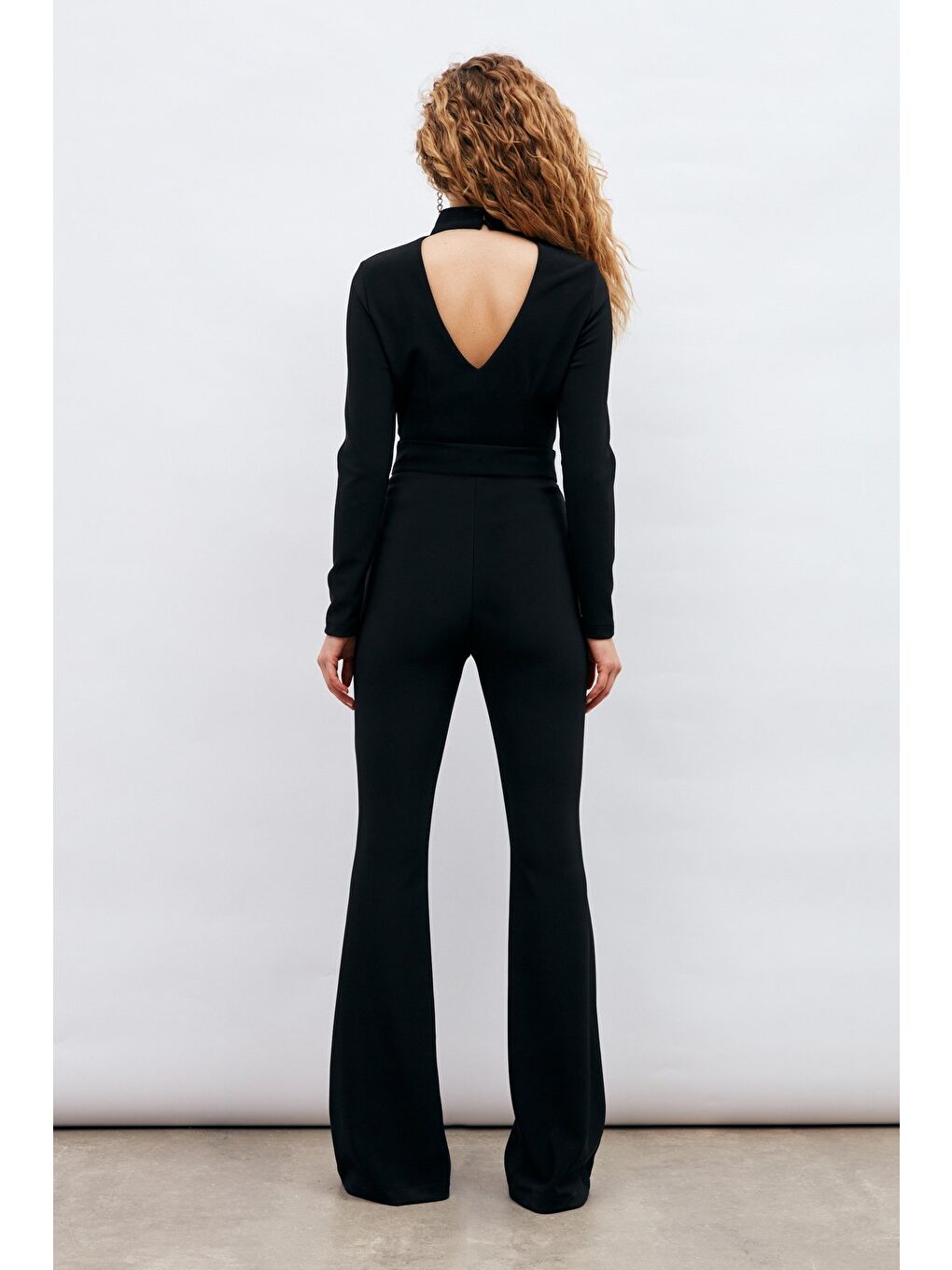 İspanyol Paça Pantolon - Siyah-6