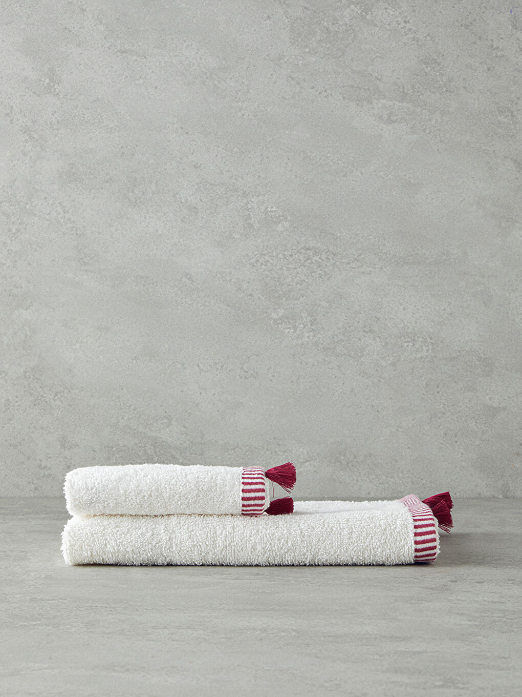 Colorful Lines Pamuklu Yüz Havlusu 50x80 cm Ekru-Fuşya-2