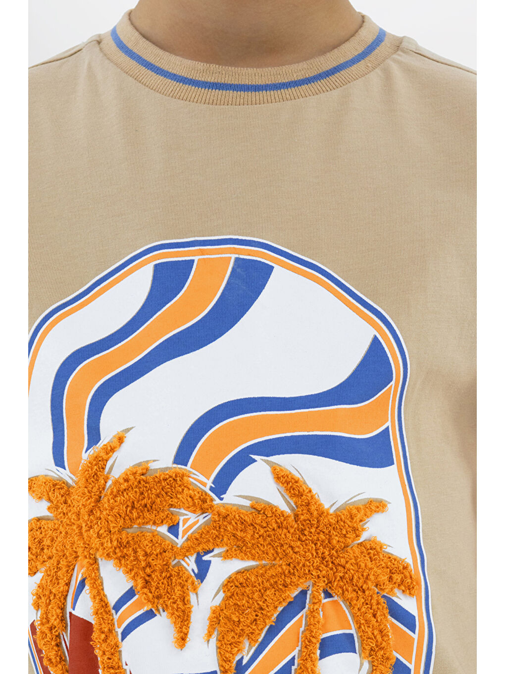 Erkek Çocuk Kontrasti Bej Tişört-3