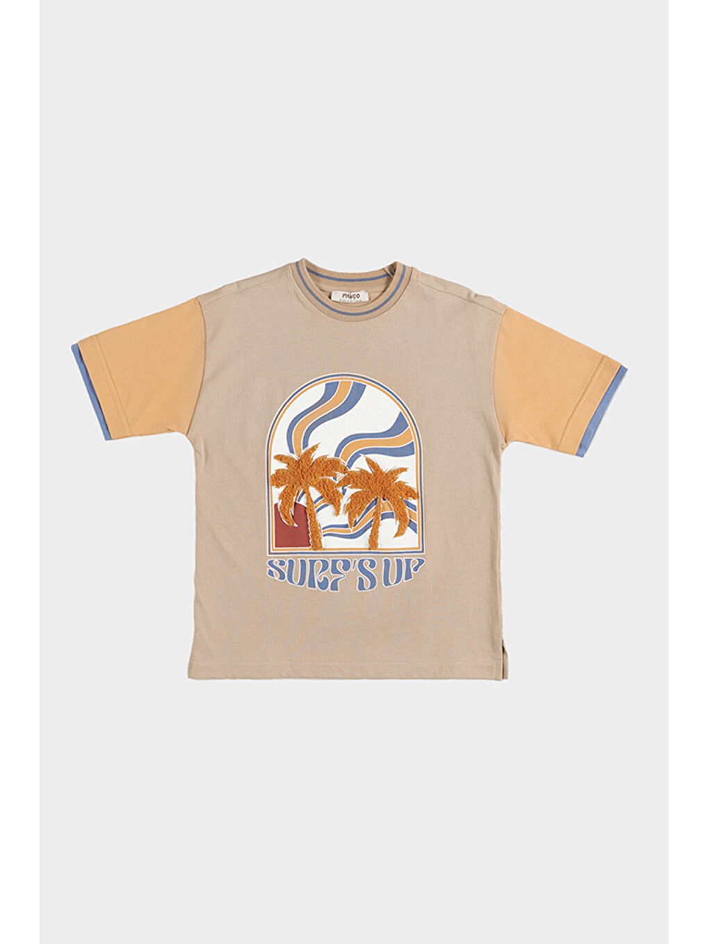 Erkek Çocuk Kontrasti Bej Tişört-6