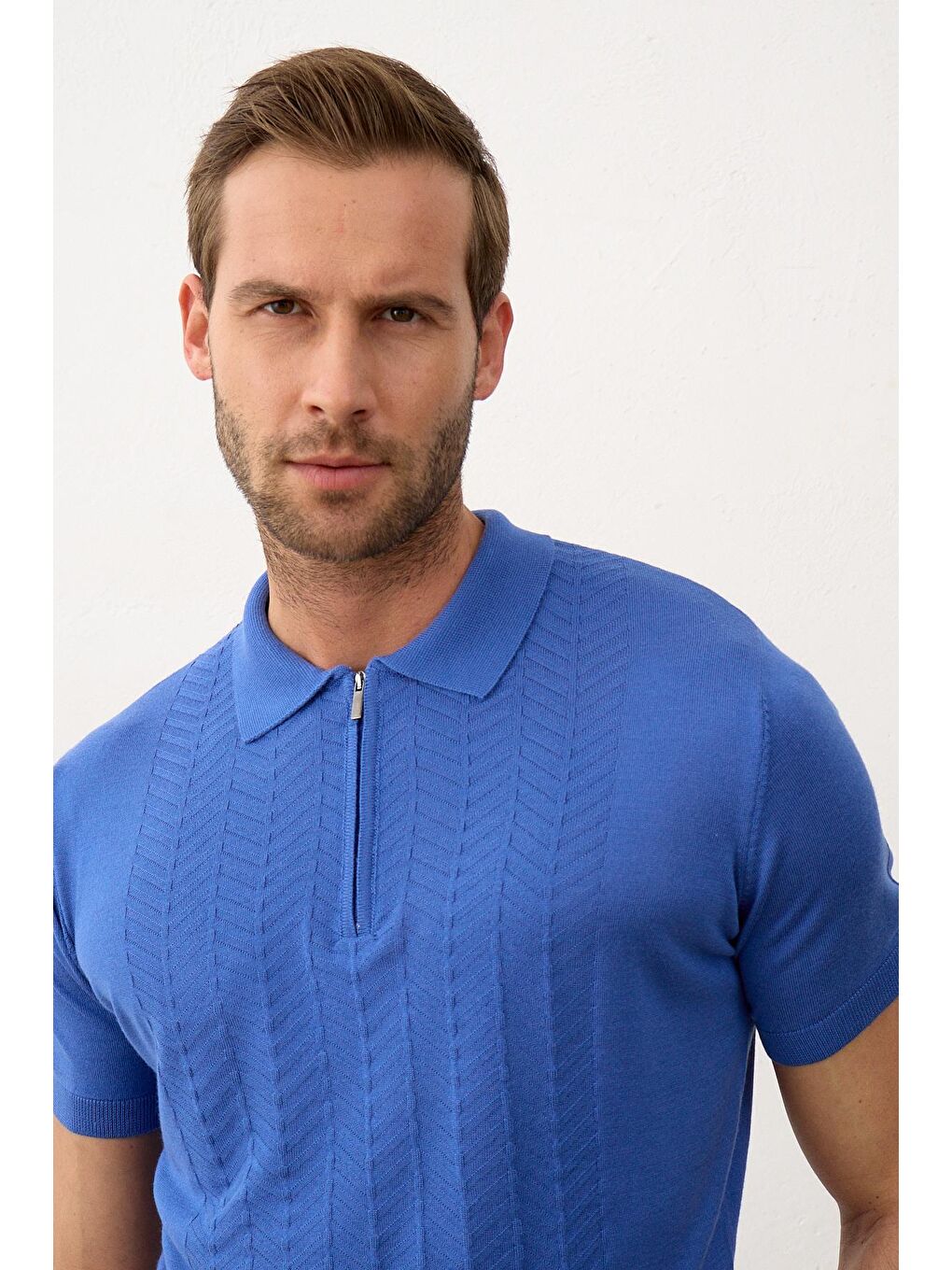 Danger Mavi Erkek Slim-Fit Polo Yaka Yazlık Triko Tişört  Saks - 2