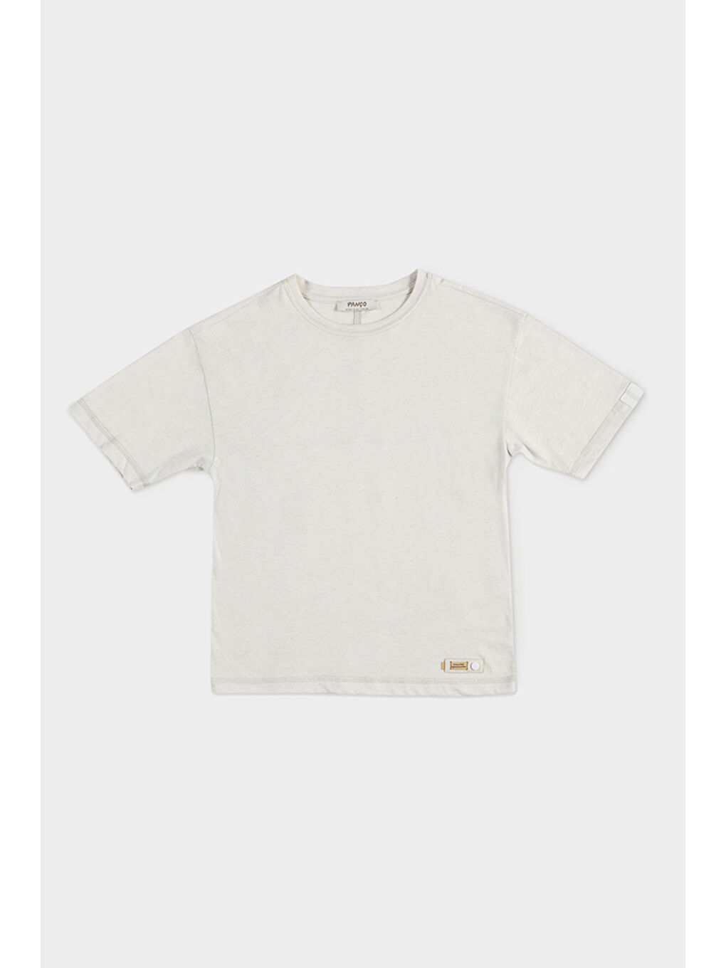 Yeşil Erkek Çocuk Kol Ucu Şerit Detaylı Bej Tişört-2