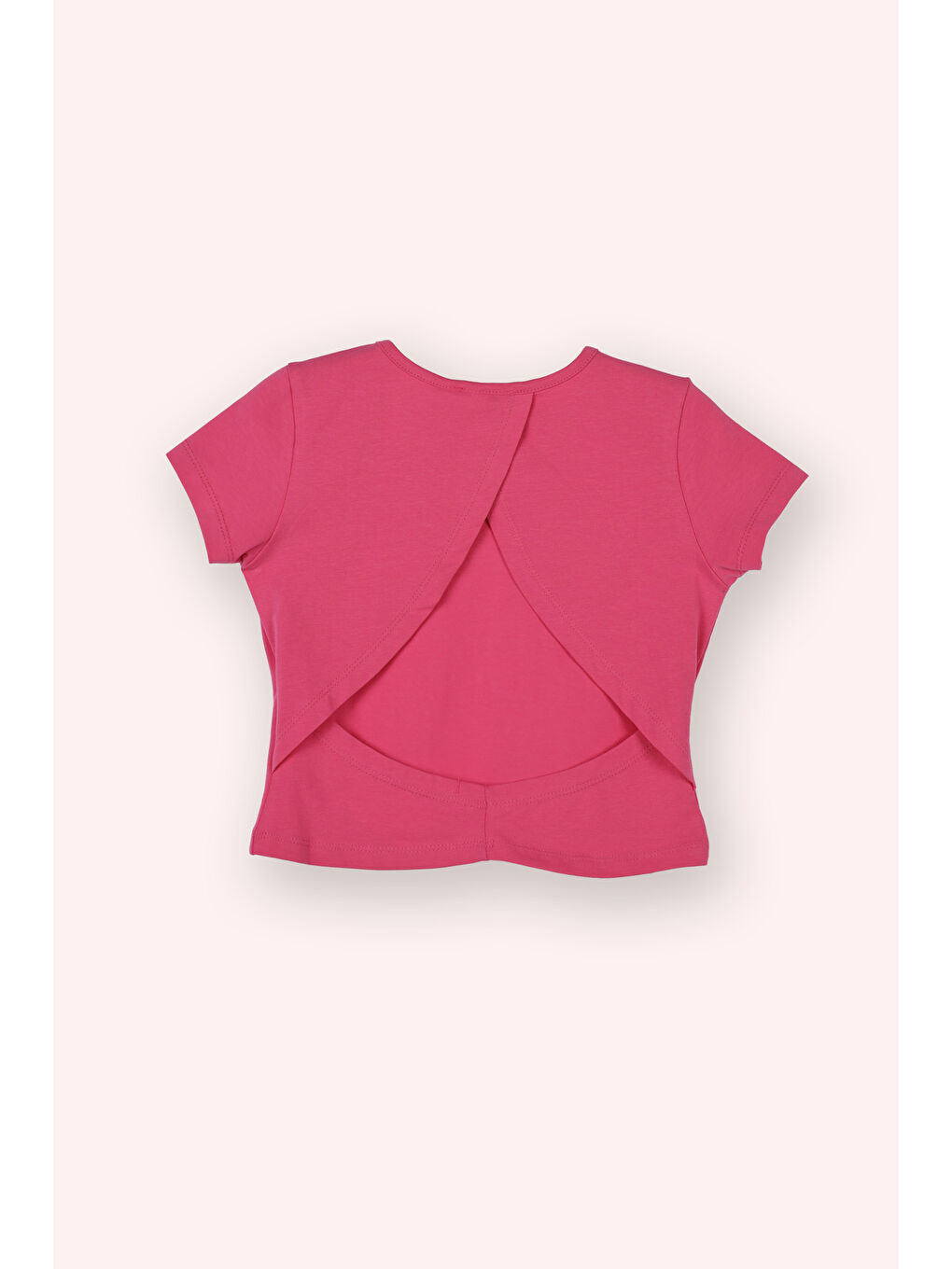 Kız Çocuk Arkası Pencere Detaylı Fuşya Tişört-2