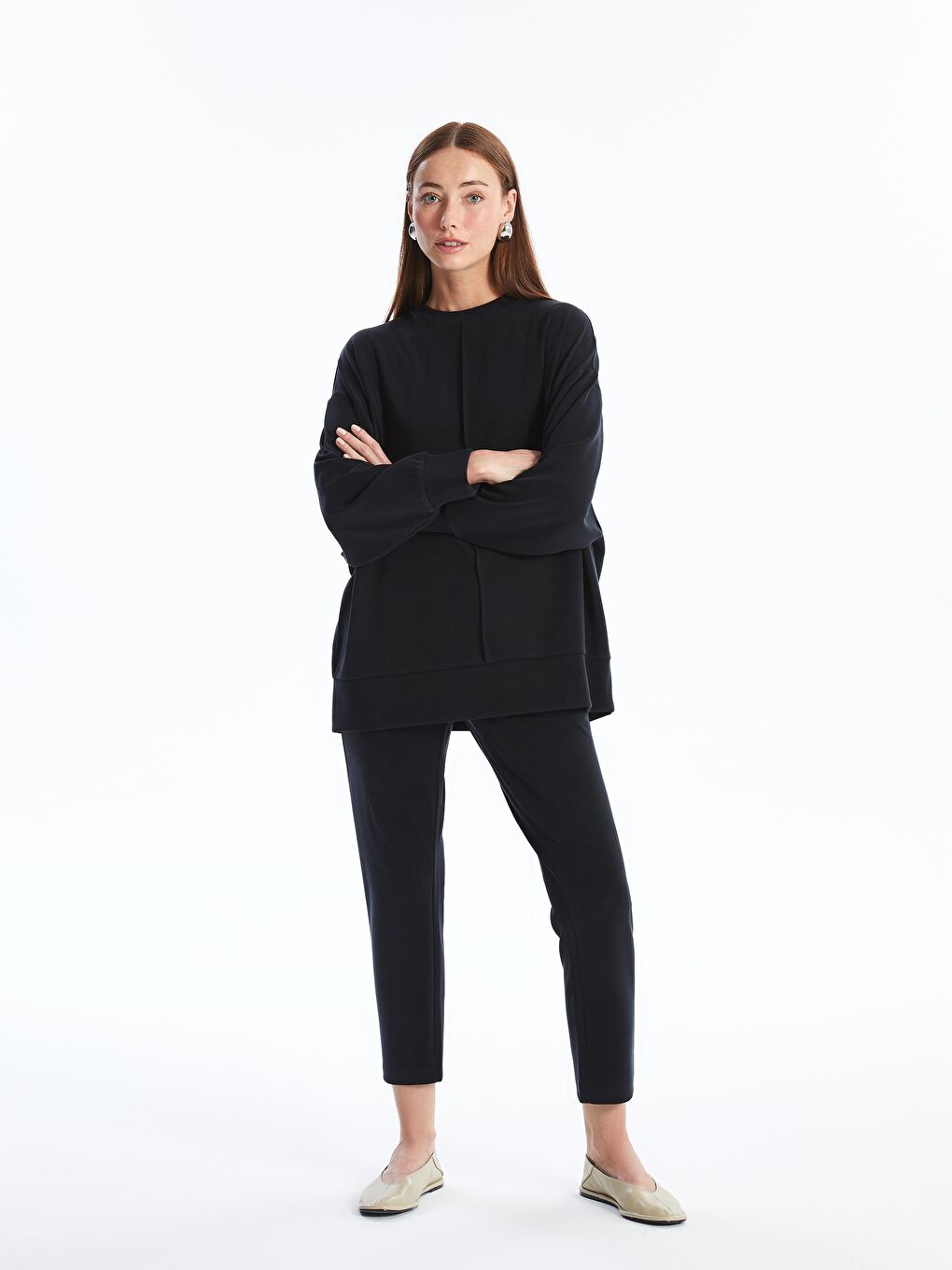 Siyah Trento - Modal Kumaş Havuç Kesim Pantolon