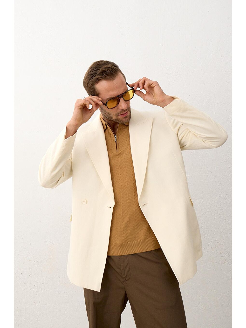 Sarı Erkek Slim-Fit Polo Yaka Yazlık Triko Tişört Hardal-3