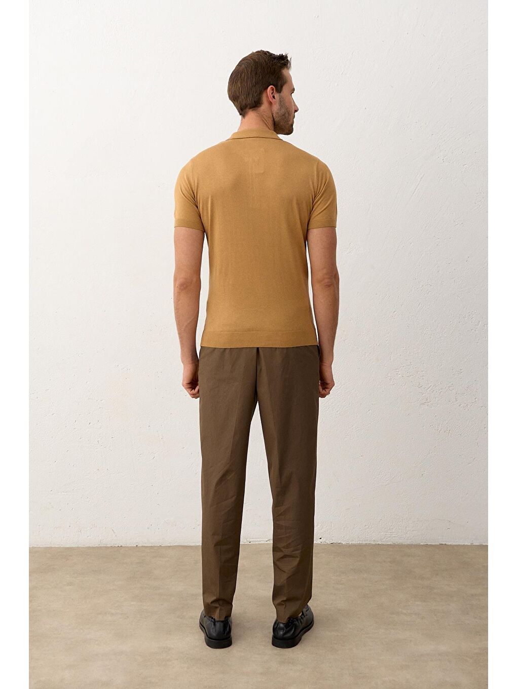 Sarı Erkek Slim-Fit Polo Yaka Yazlık Triko Tişört Hardal-6